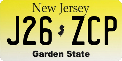 NJ license plate J26ZCP