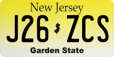 NJ license plate J26ZCS