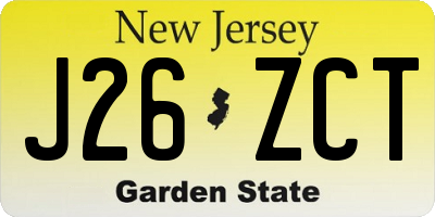 NJ license plate J26ZCT