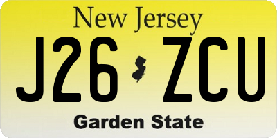 NJ license plate J26ZCU