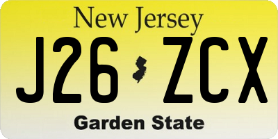 NJ license plate J26ZCX