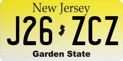 NJ license plate J26ZCZ
