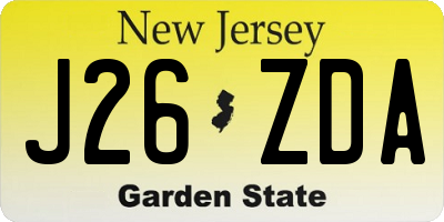 NJ license plate J26ZDA