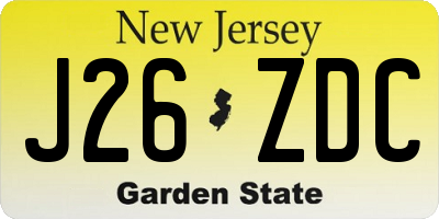 NJ license plate J26ZDC