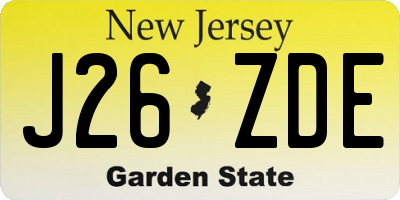 NJ license plate J26ZDE