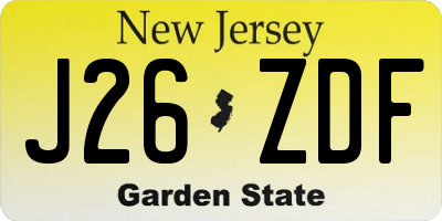 NJ license plate J26ZDF
