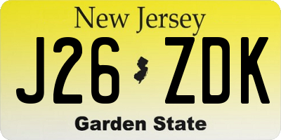 NJ license plate J26ZDK