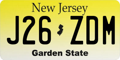 NJ license plate J26ZDM