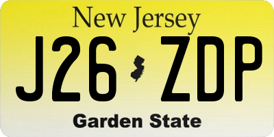 NJ license plate J26ZDP