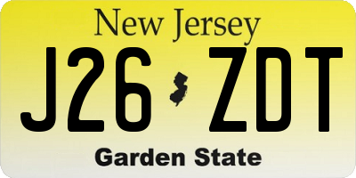 NJ license plate J26ZDT