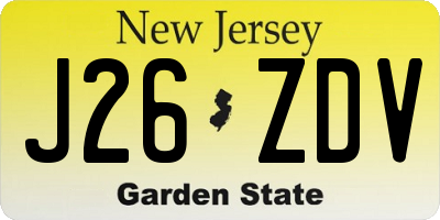 NJ license plate J26ZDV
