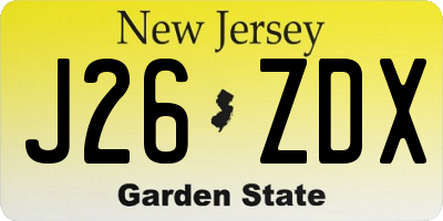 NJ license plate J26ZDX