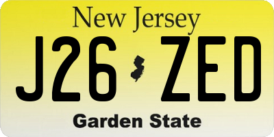 NJ license plate J26ZED