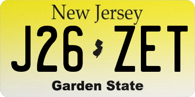 NJ license plate J26ZET