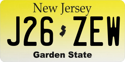 NJ license plate J26ZEW