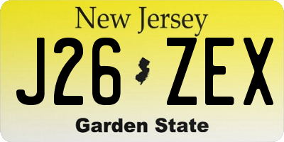 NJ license plate J26ZEX