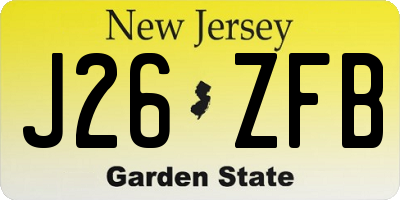 NJ license plate J26ZFB