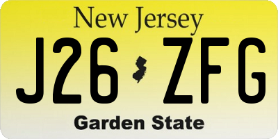 NJ license plate J26ZFG