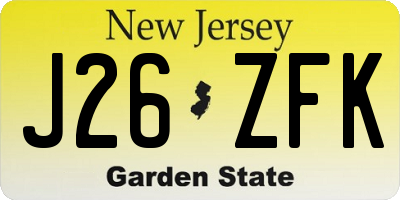 NJ license plate J26ZFK