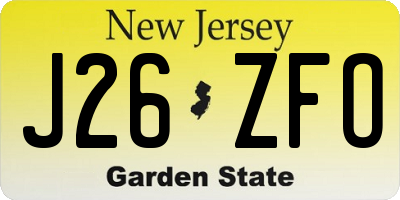 NJ license plate J26ZFO
