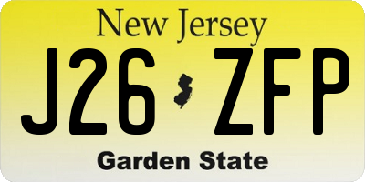 NJ license plate J26ZFP
