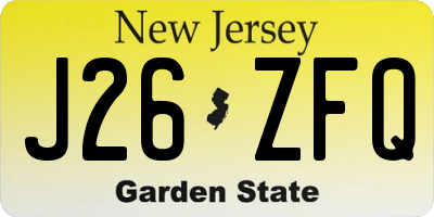 NJ license plate J26ZFQ