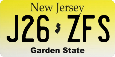 NJ license plate J26ZFS