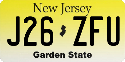 NJ license plate J26ZFU