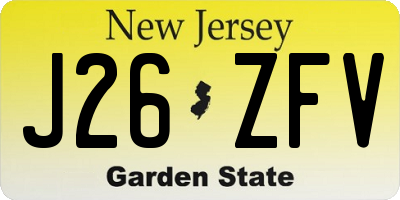 NJ license plate J26ZFV