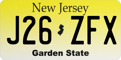 NJ license plate J26ZFX