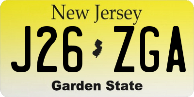 NJ license plate J26ZGA