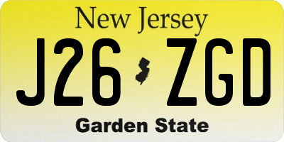 NJ license plate J26ZGD