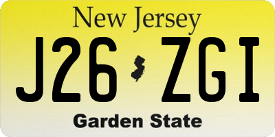 NJ license plate J26ZGI