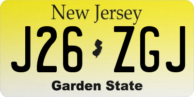 NJ license plate J26ZGJ