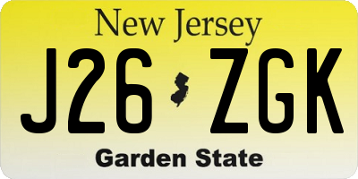 NJ license plate J26ZGK