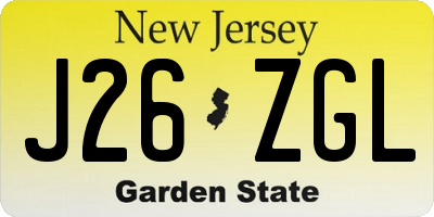 NJ license plate J26ZGL