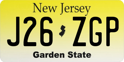 NJ license plate J26ZGP