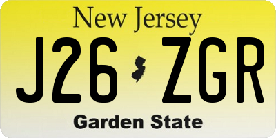 NJ license plate J26ZGR