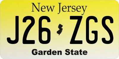 NJ license plate J26ZGS