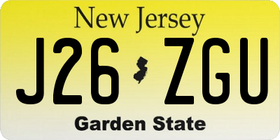 NJ license plate J26ZGU