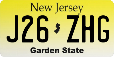 NJ license plate J26ZHG