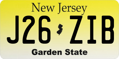 NJ license plate J26ZIB