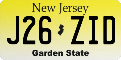 NJ license plate J26ZID