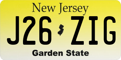 NJ license plate J26ZIG