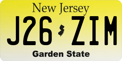 NJ license plate J26ZIM