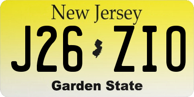 NJ license plate J26ZIO