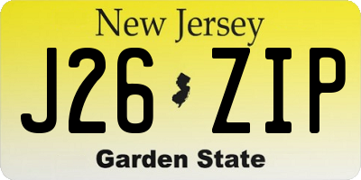 NJ license plate J26ZIP