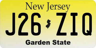 NJ license plate J26ZIQ
