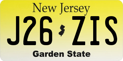 NJ license plate J26ZIS