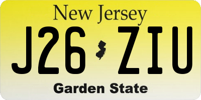 NJ license plate J26ZIU